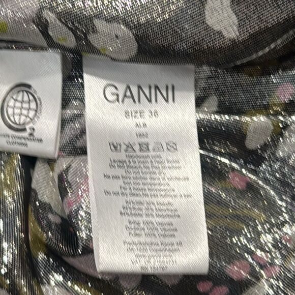 New GANNI One Shoulder Metallic Silk Top US 4/ Small - Picture 12 of 14